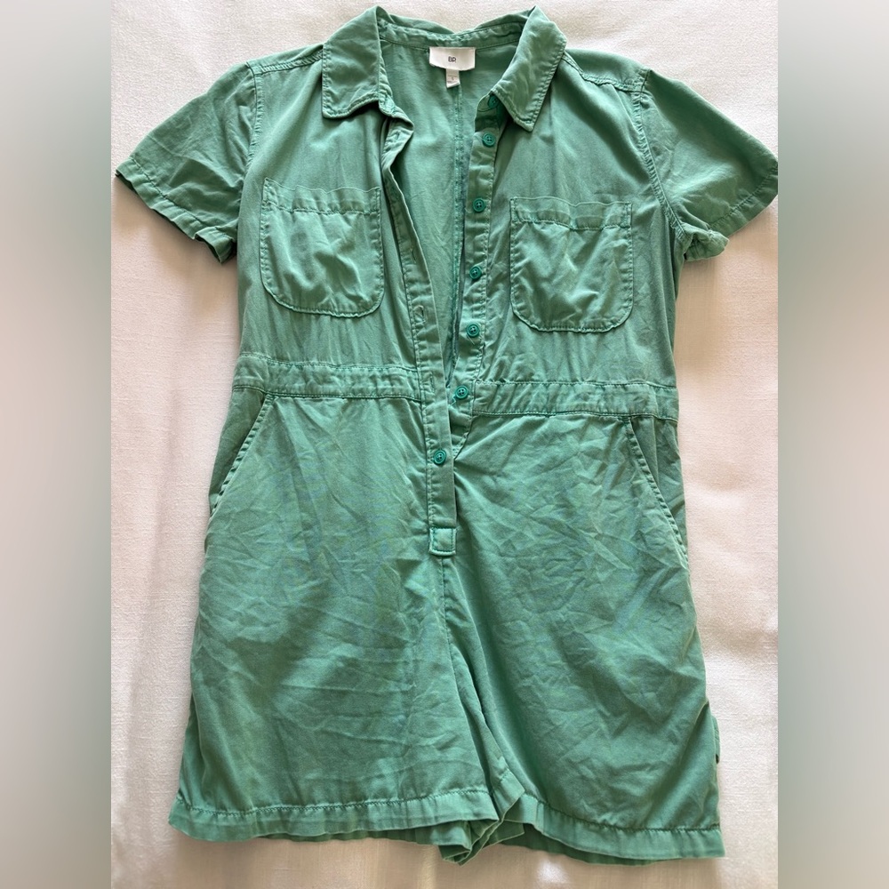 Green Jean Romper